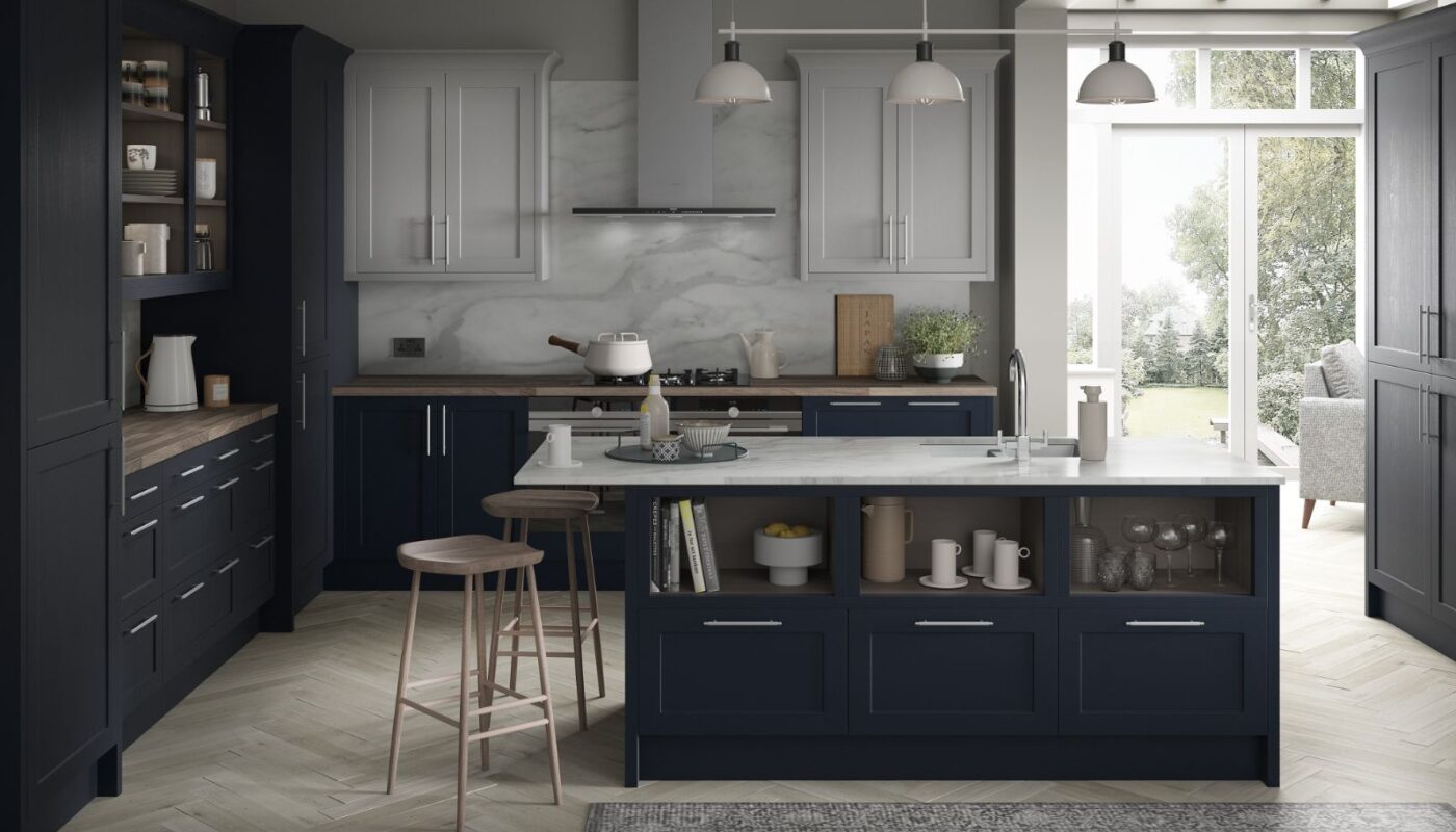 Sterling Painted Indigo Blue and Light Grey Sterling Painted Indigo Blue and Light Grey